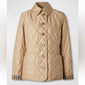 Burberry Tan Puffer Jacket with Diamond Quilting